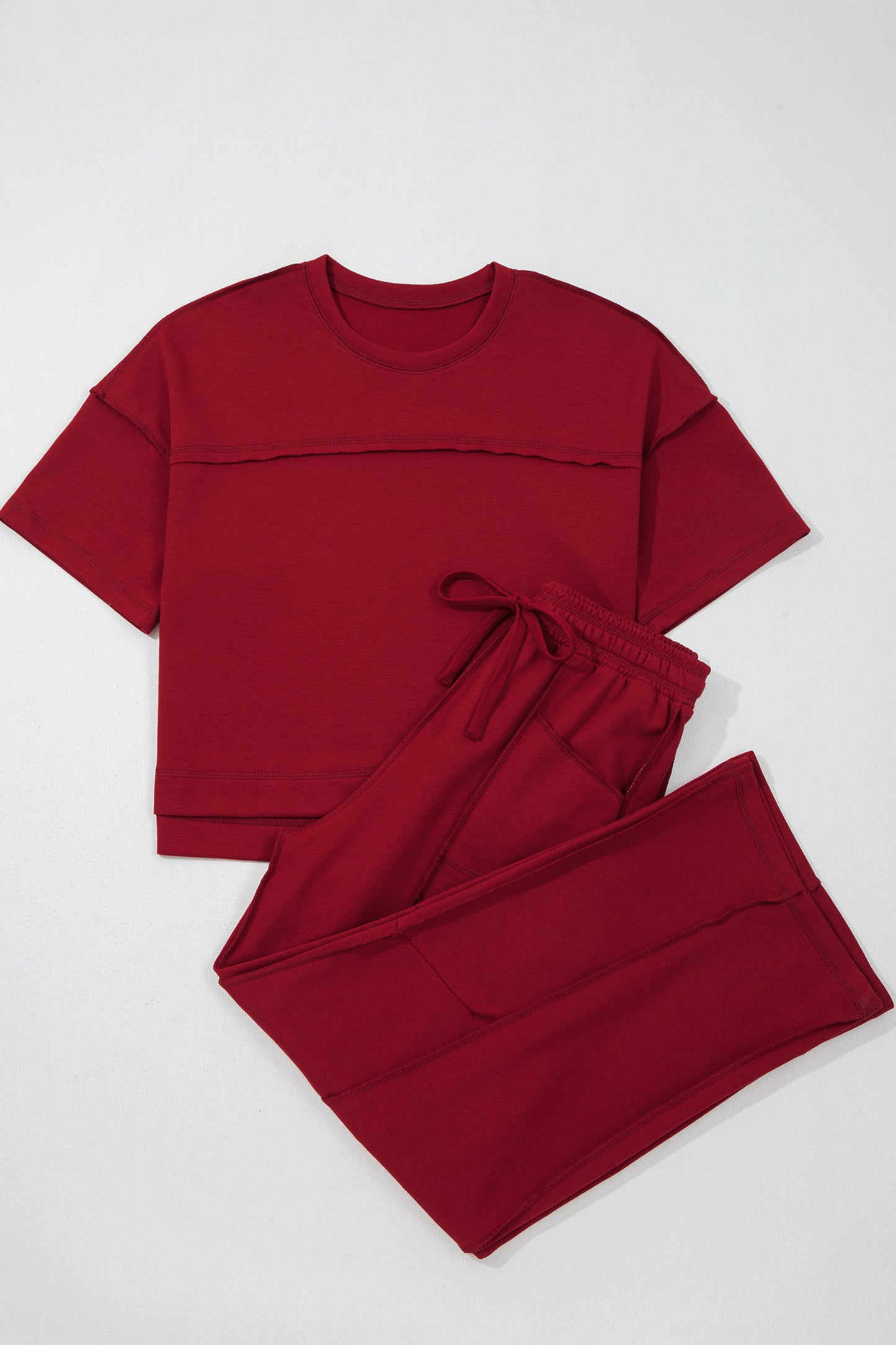 Red Boxy Tee and Barrel Pants Set