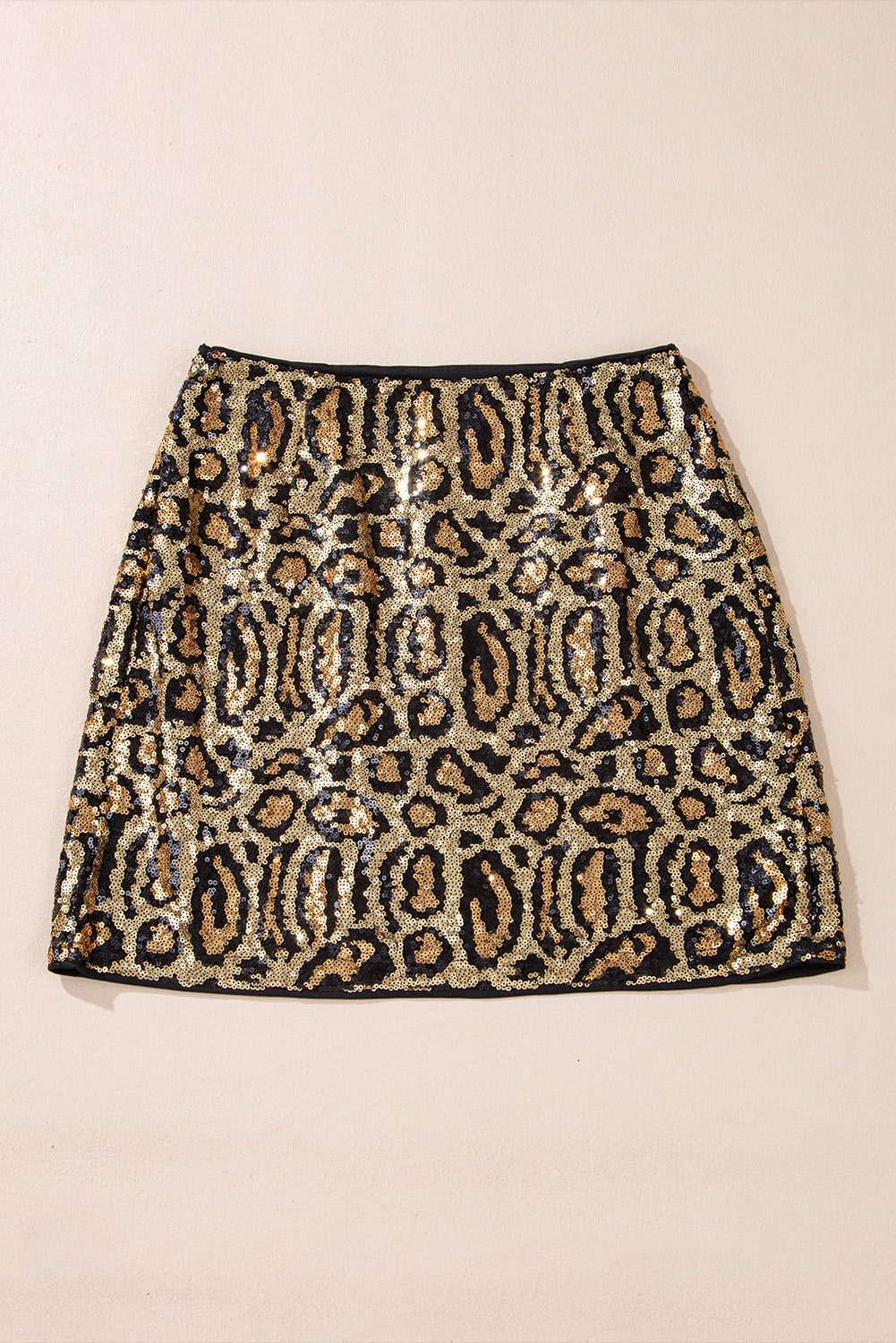 Brown Sequined Leopard Mini Skirt