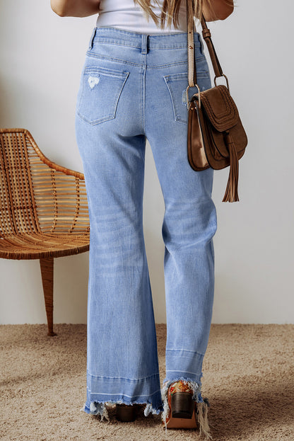 Blue Acid Wash High Waist Flared Jeans