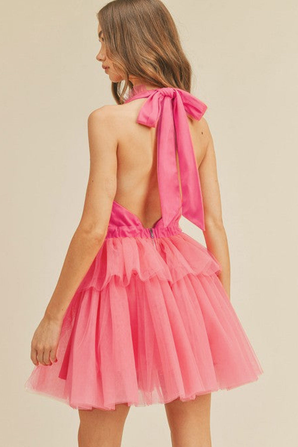 Strawberry Pink Halter Dress