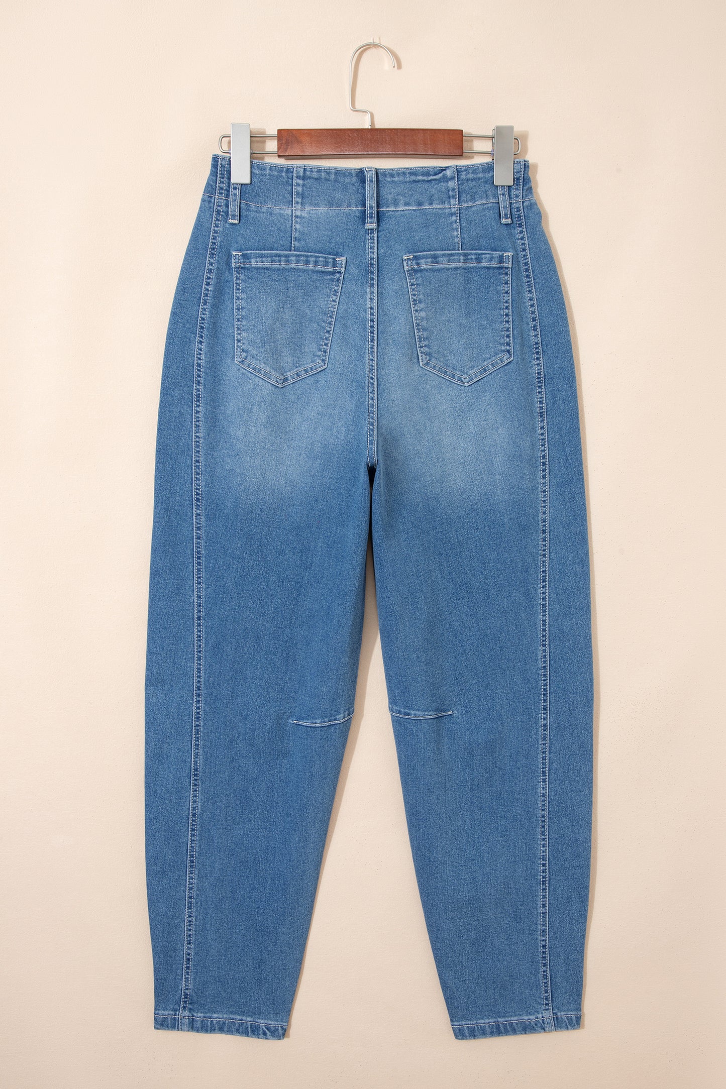 Sky Blue Cuffed Barrel Jeans
