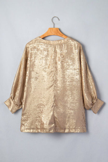 Gold Metallic Long Sleeve Blouse