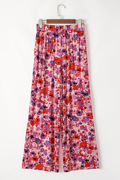 Purple Floral High Waist Pants