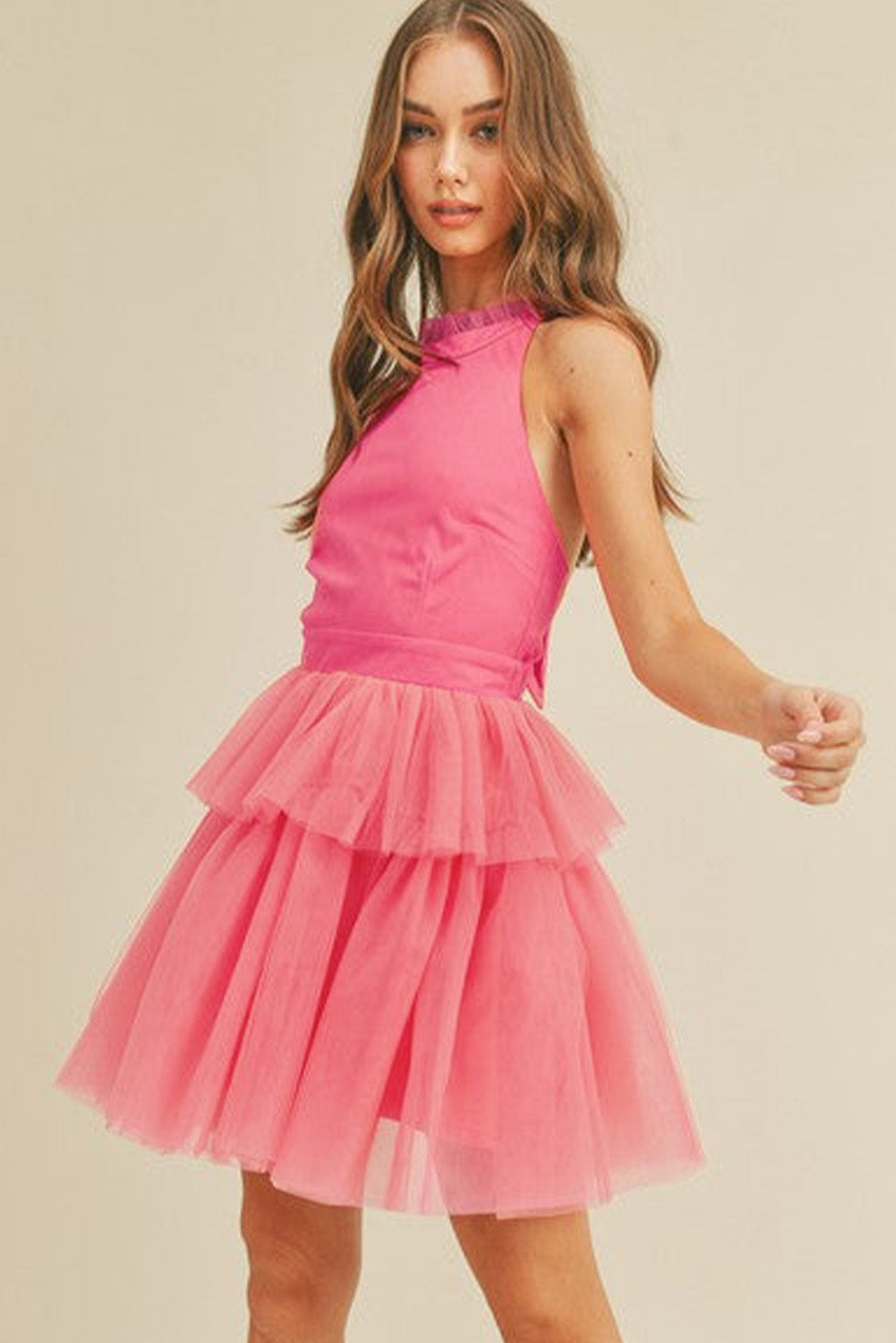 Strawberry Pink Halter Dress