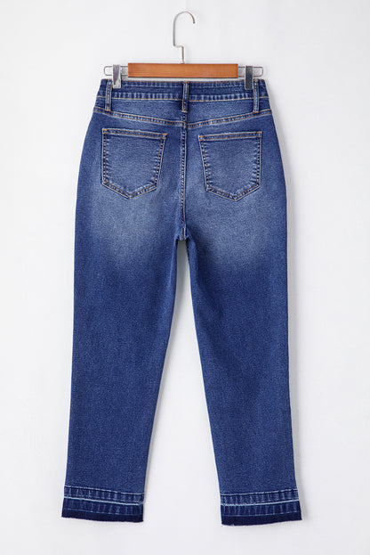 Dark Blue Wash Cropped Jeans