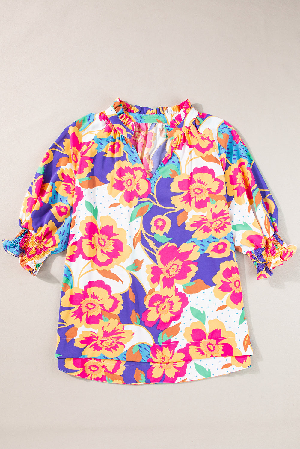 Floral Print Plus Size Blouse