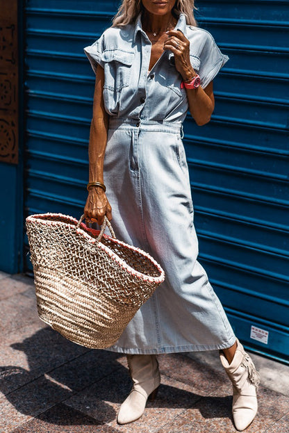 Blue Batwing Denim Dress