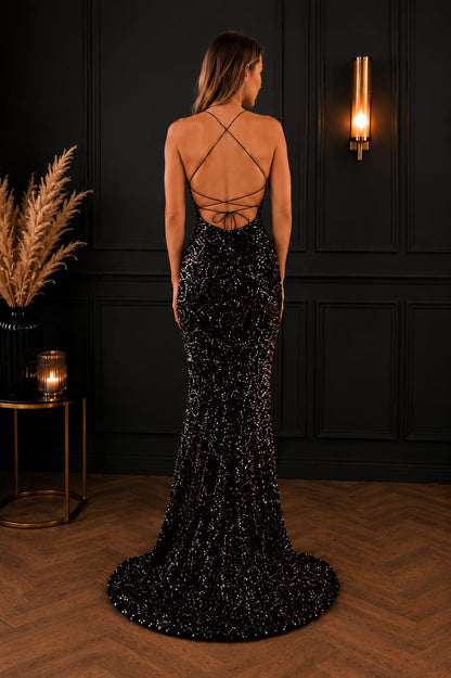 Black & Rose Gold Evening Dress