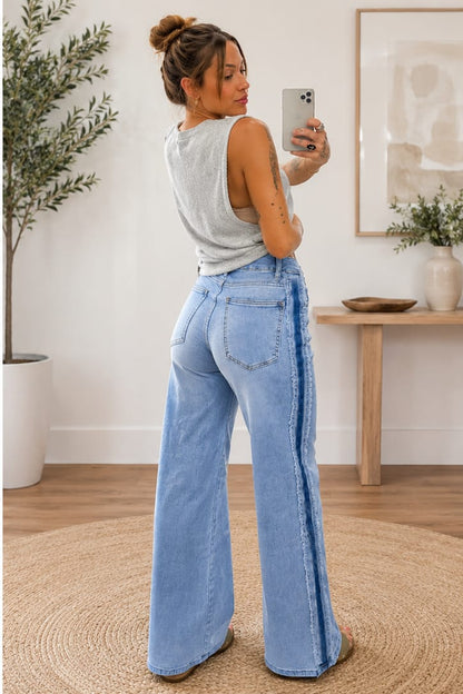 Beau Blue Contrast Frayed Jeans