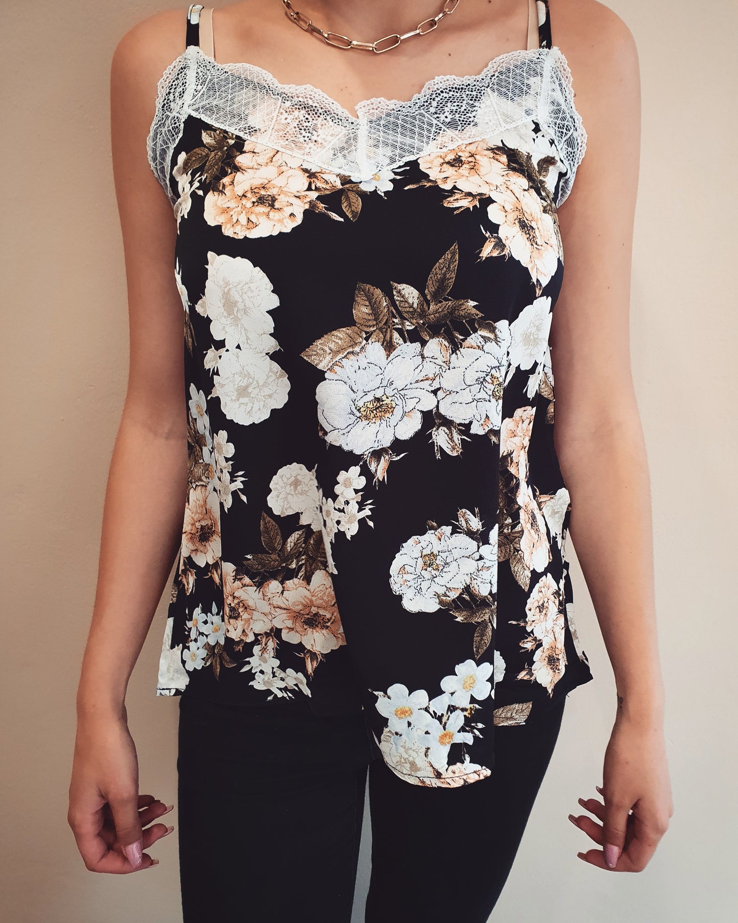 Black floral Cami