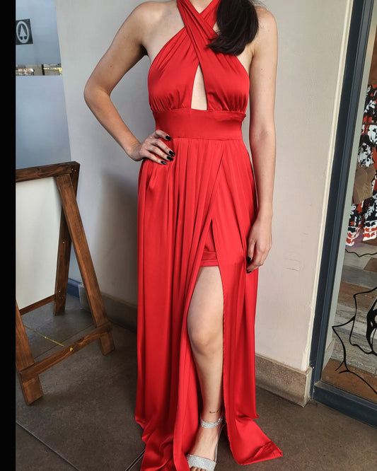 Red evening dress