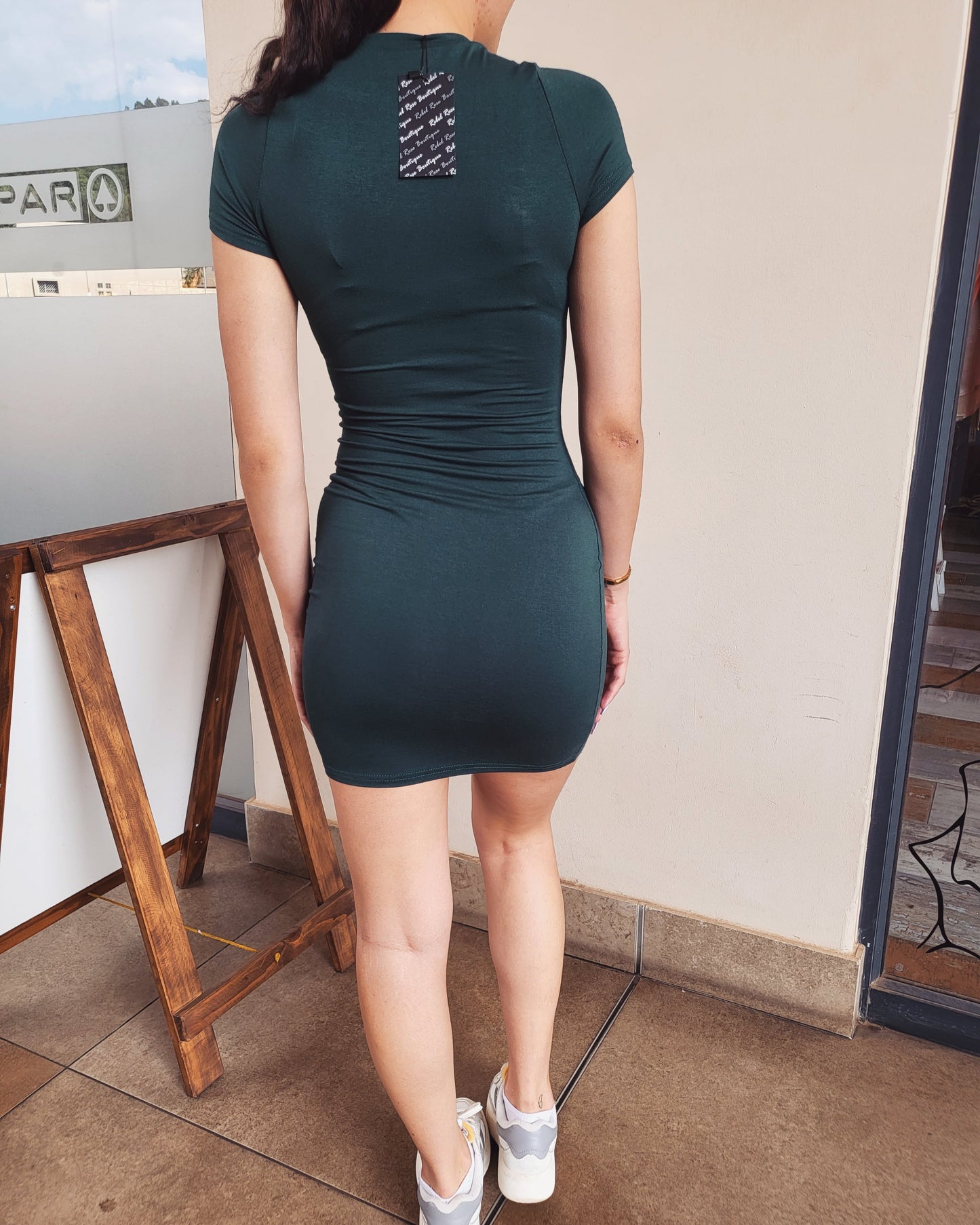 Green t-shirt mini dress