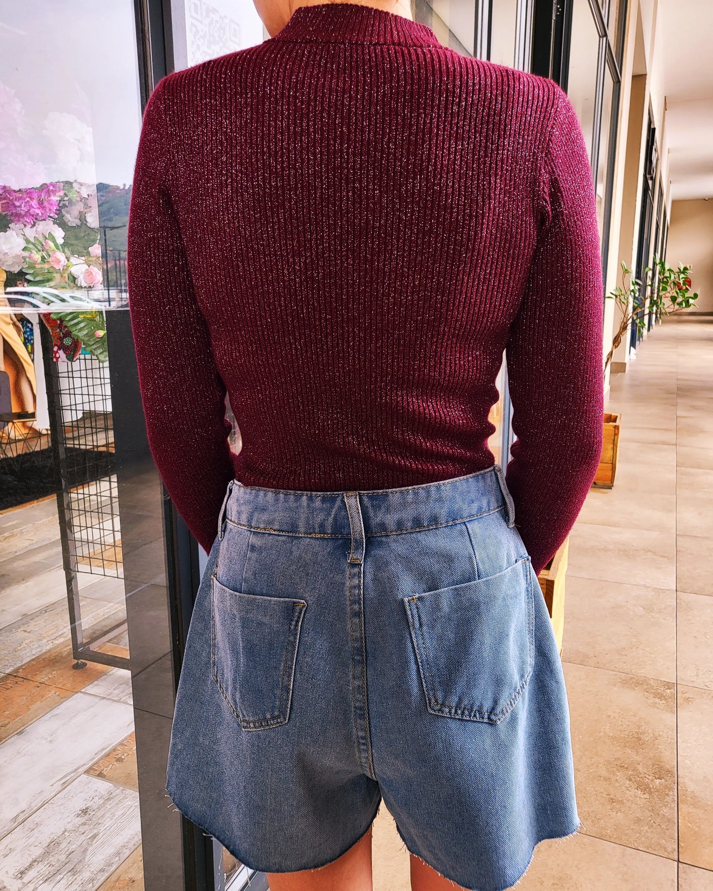 Light blue denim skort