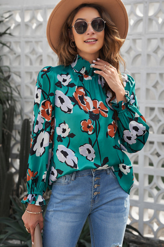 Green Floral Blouse