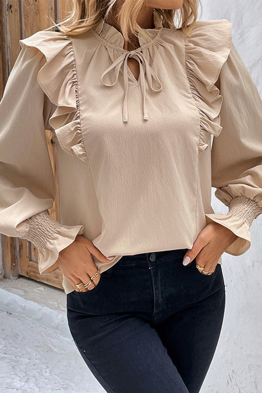 Khaki Ruffle Blouse