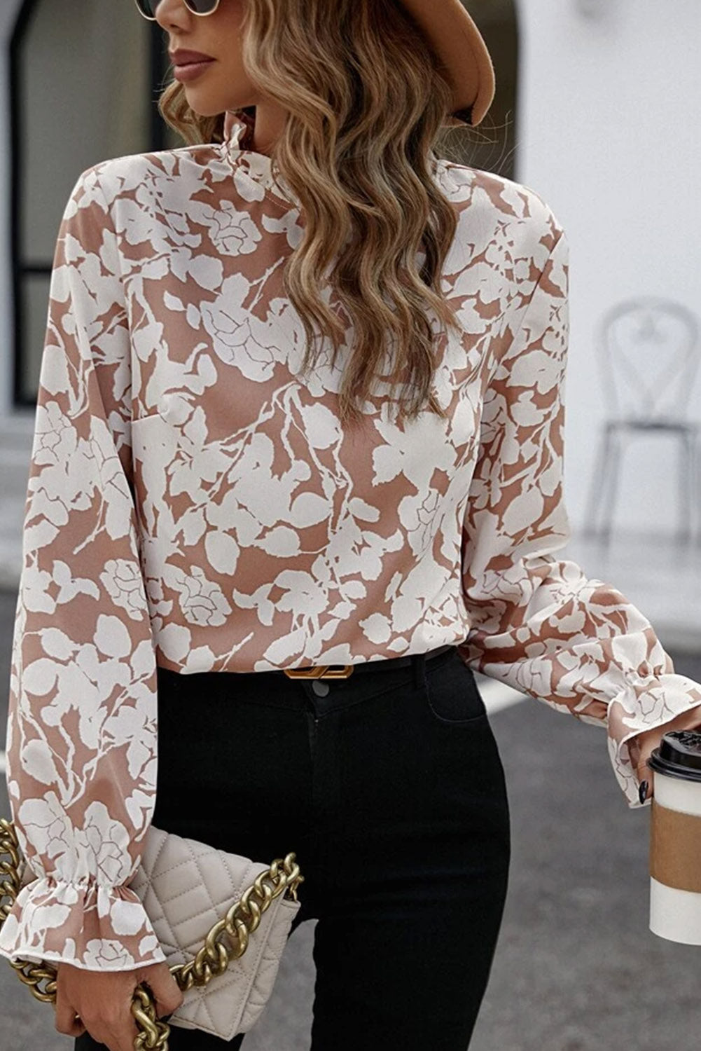 Beige floral blouse