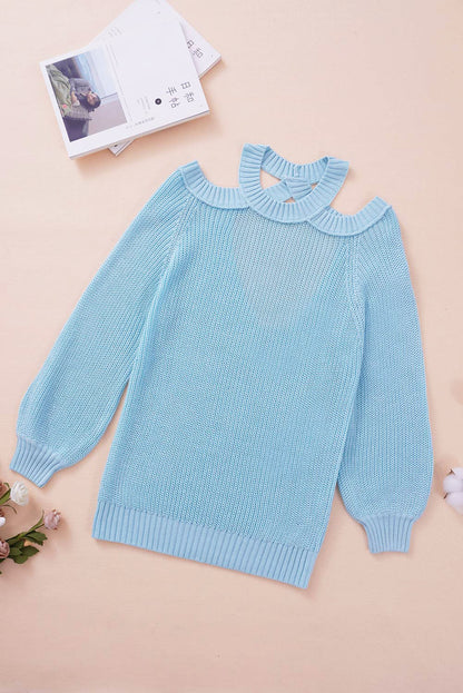 Blue cold shoulder jersey