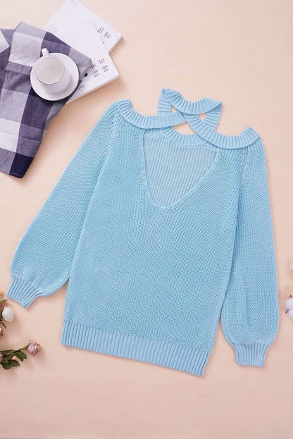 Blue cold shoulder jersey