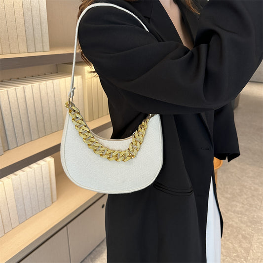 White Felt Shoulder Bag