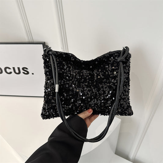Black sequins handbag