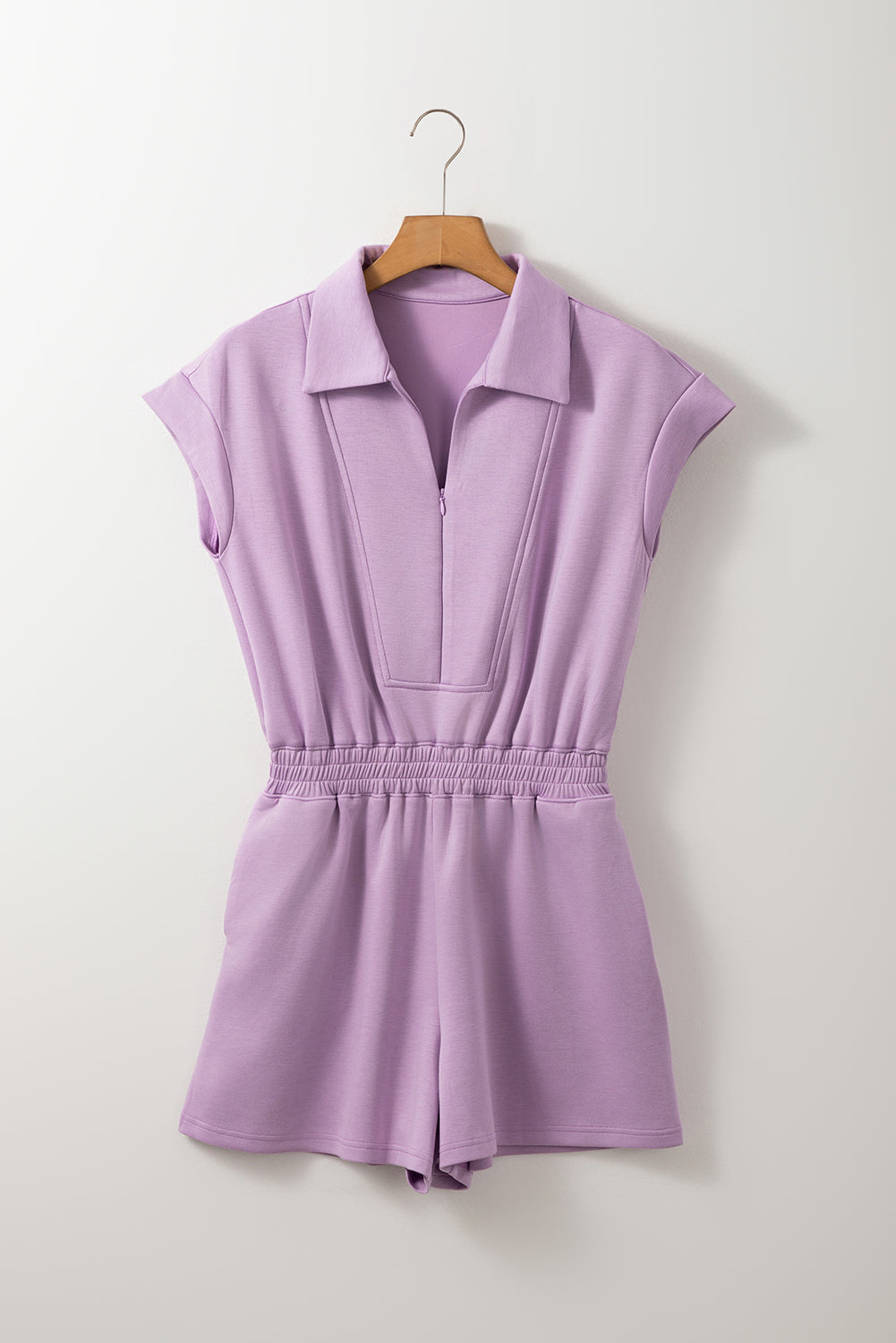 Lilac Zip Collar High Waist Romper