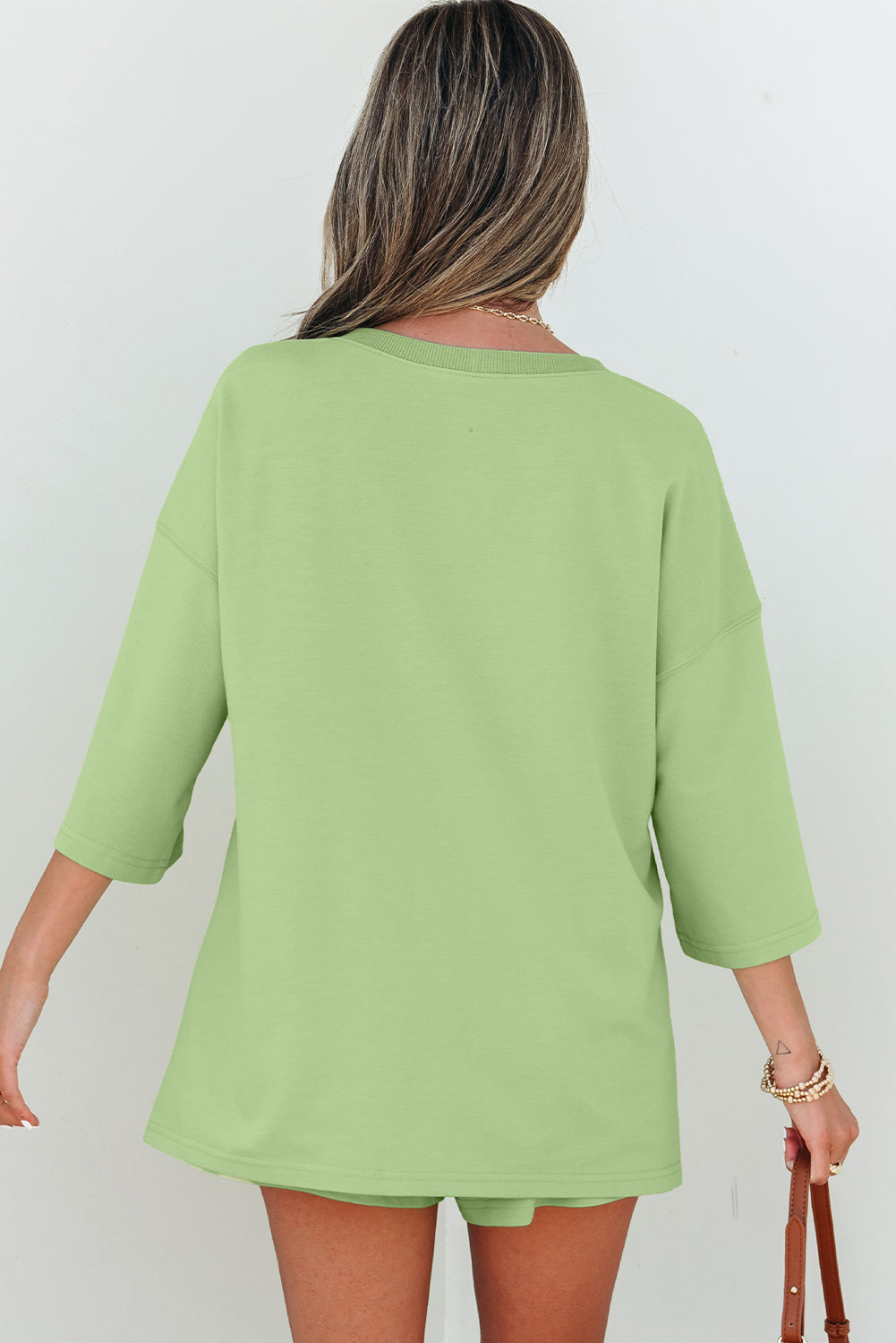Green V Neck Half Sleeve Tee and Shorts