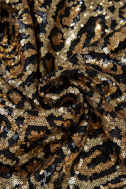 Brown Sequined Leopard Mini Skirt