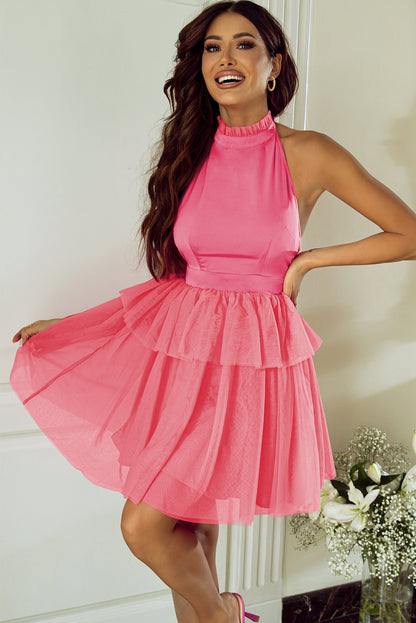 Strawberry Pink Halter Dress