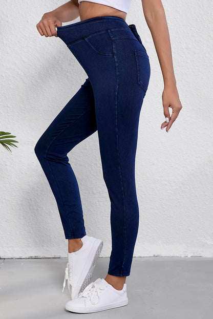 Blue High Waist Slim Fit Jeggings