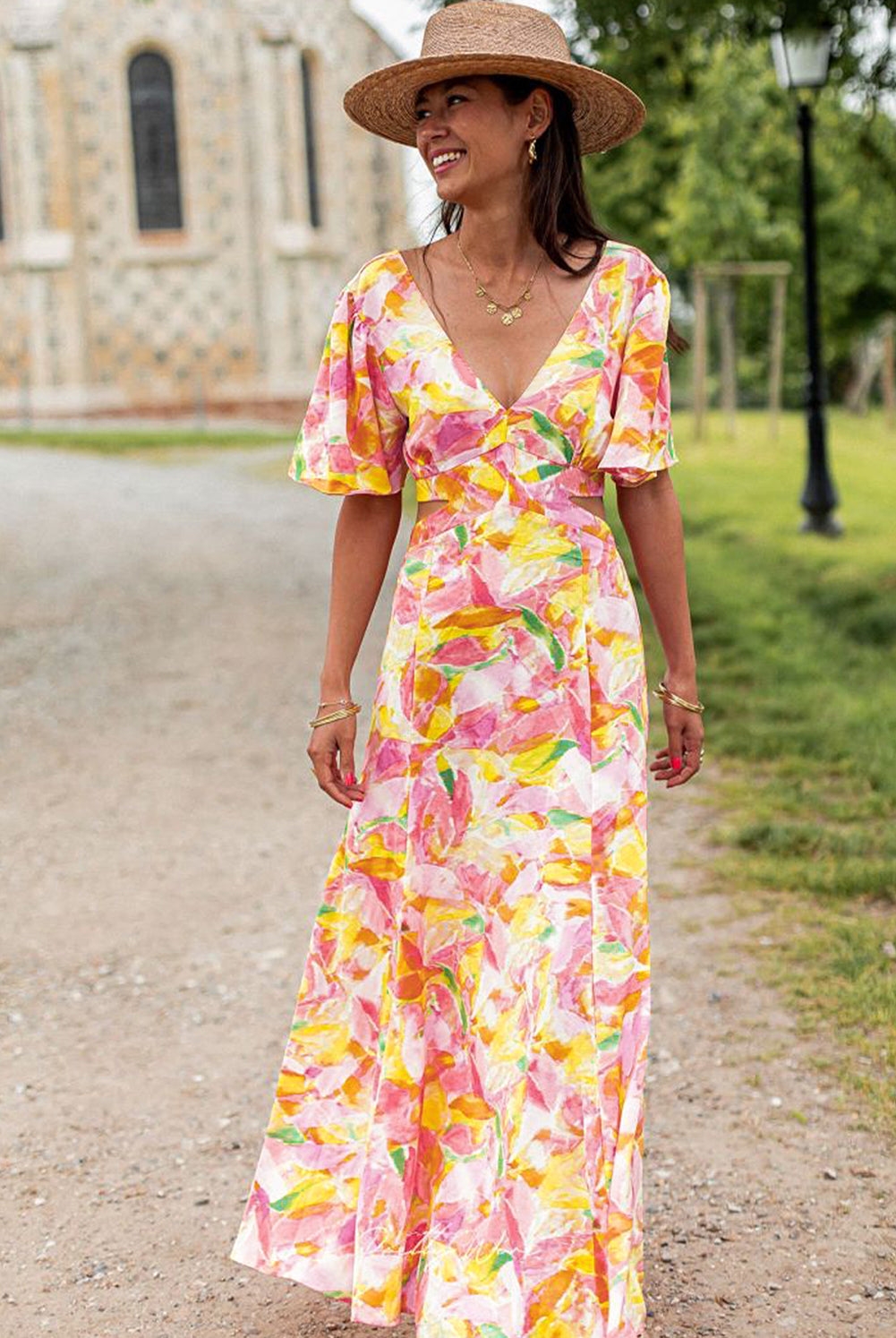 Pink Bohemian Floral Maxi Dress