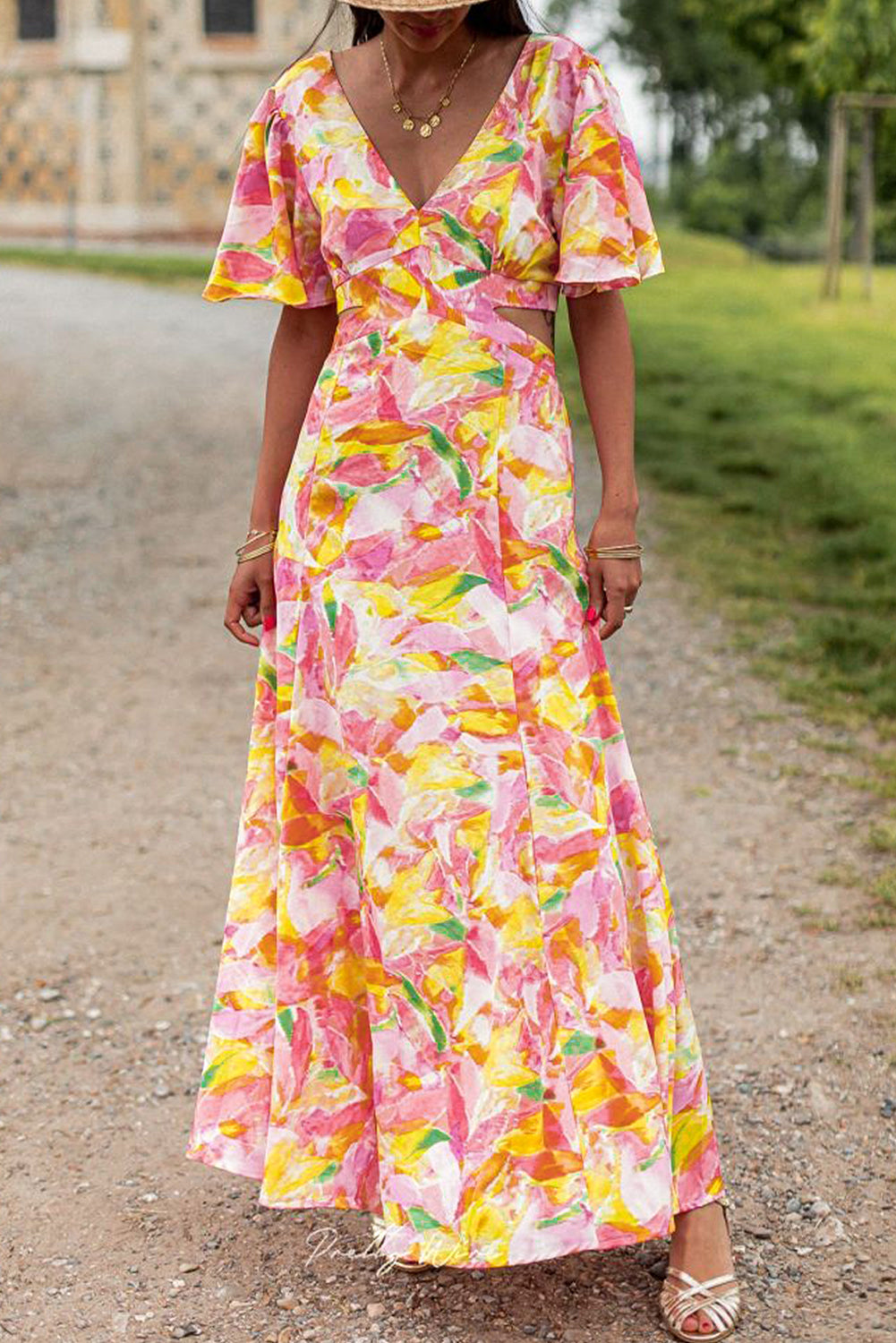 Pink Bohemian Floral Maxi Dress