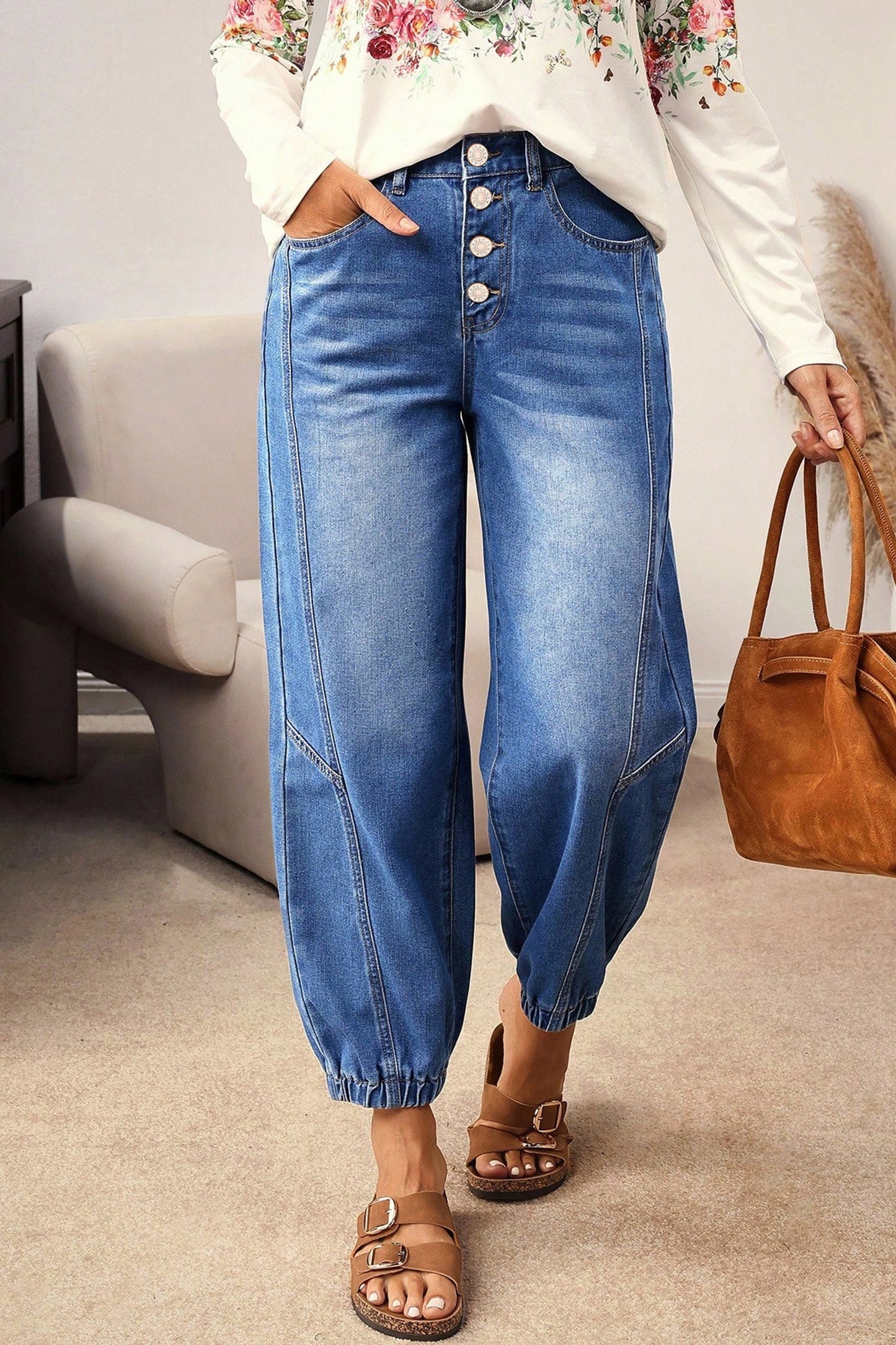 Blue Casual Loose Fit Jeans