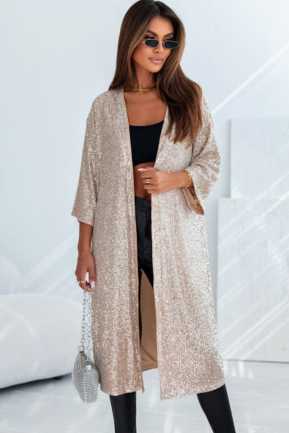 Apricot Sequin 3/4 Kimono