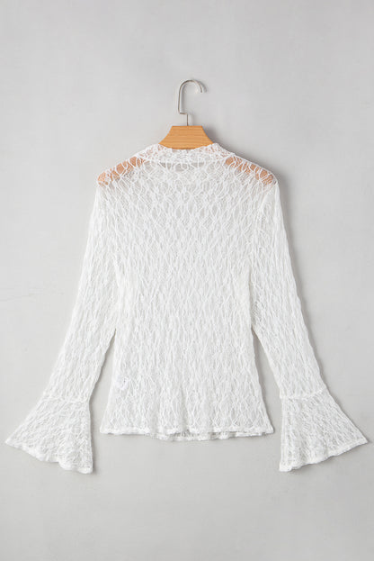 White Sheer Lace Bell Blouse