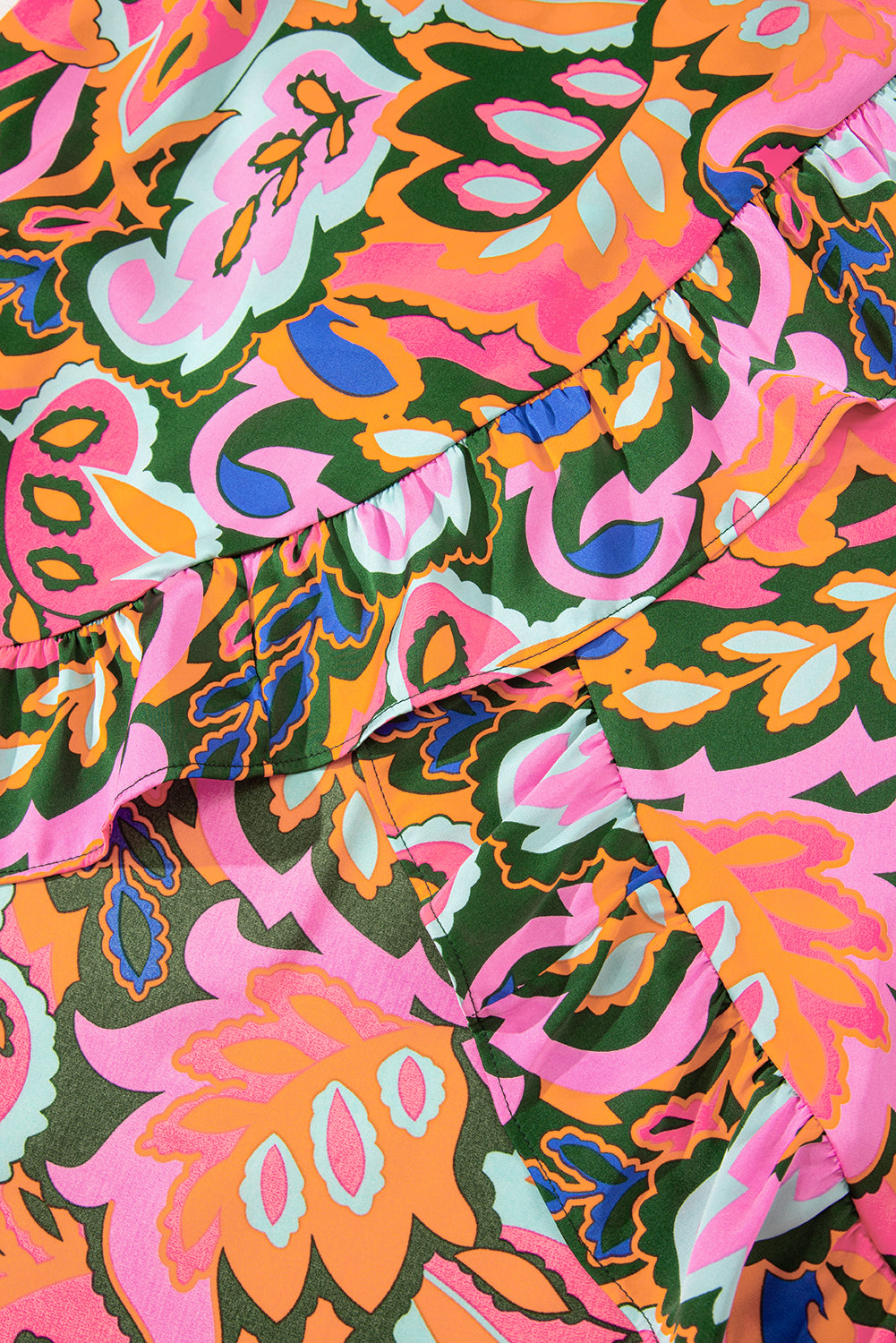 Rose Summer Print Ruffled Asymmetric Maxi Dress