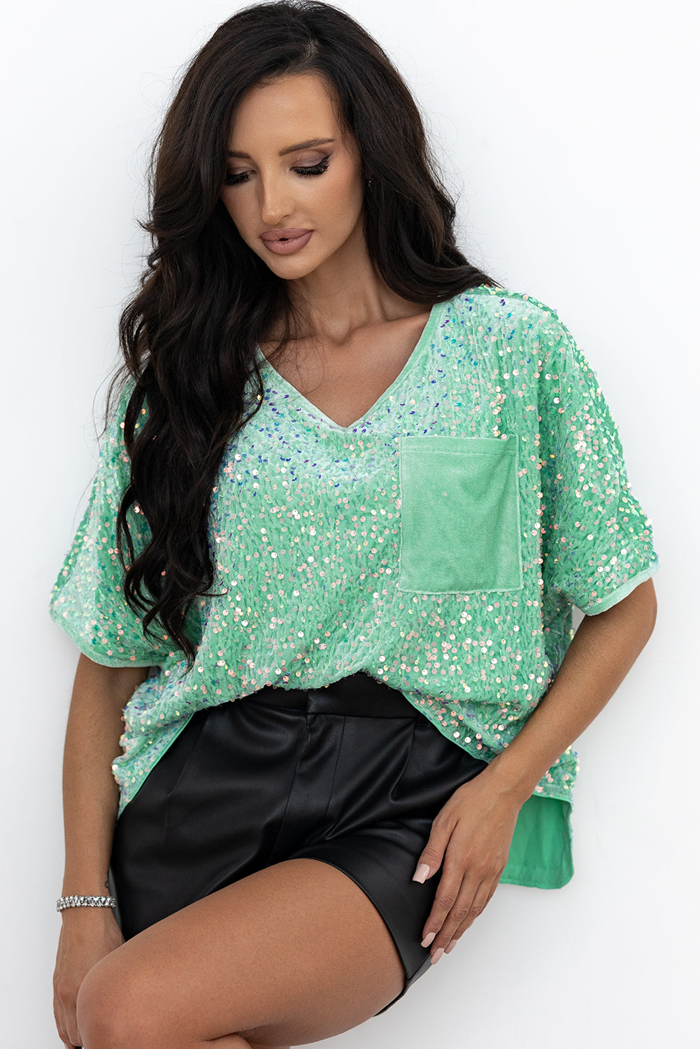 Jade Sequin Velvet Blouse