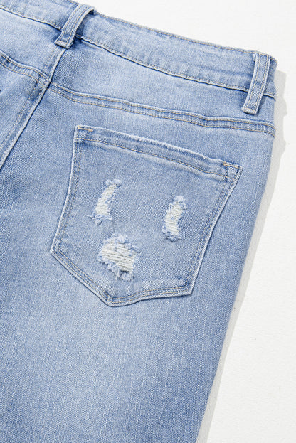 Blue Acid Wash High Waist Flared Jeans