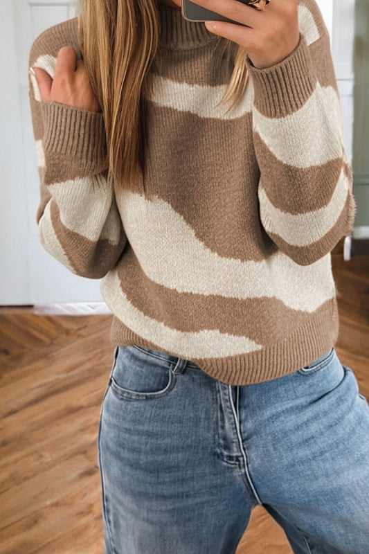 Brown Abstract Print Jersey
