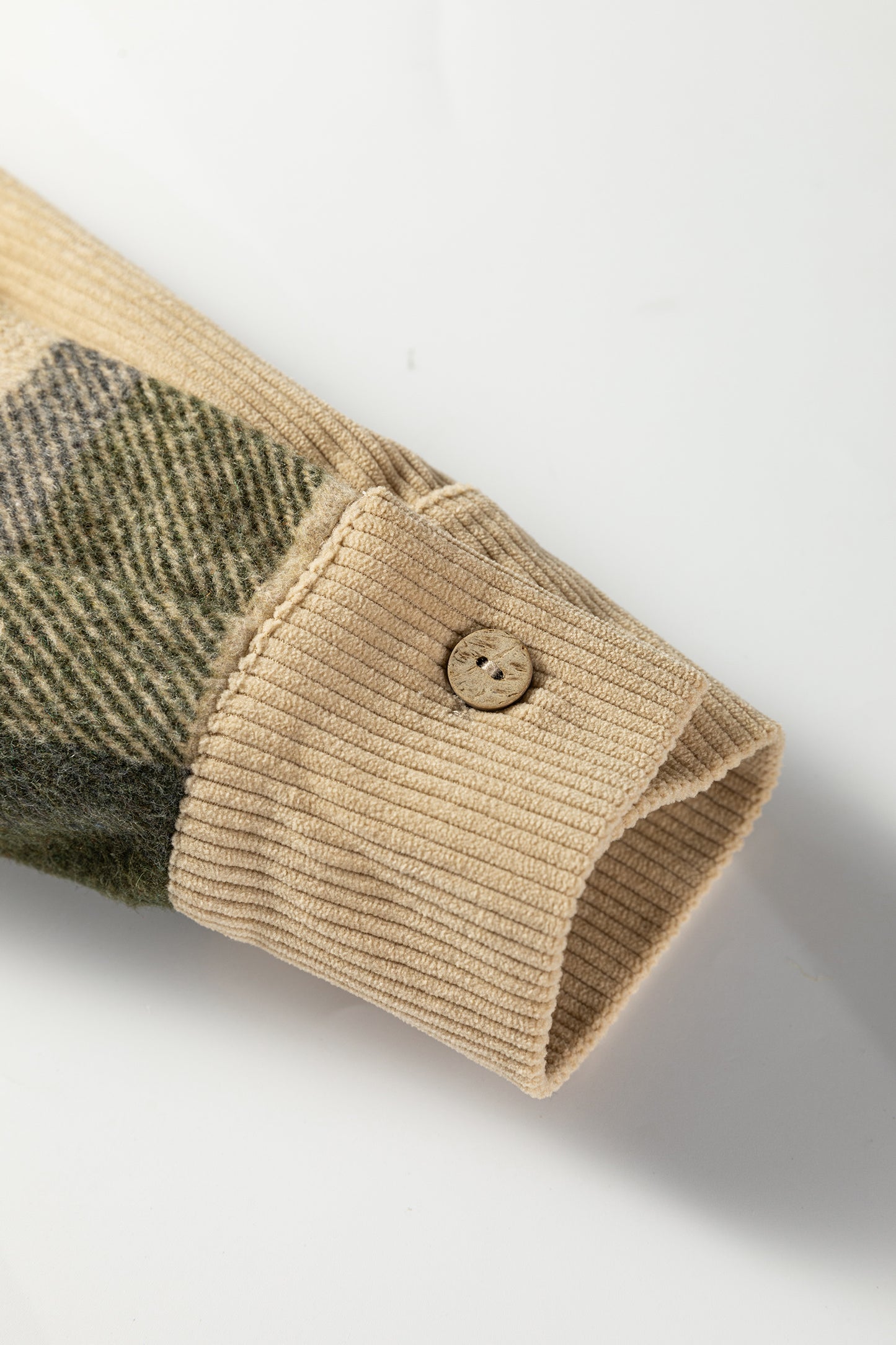 Beige Plaid Corduroy Shacket