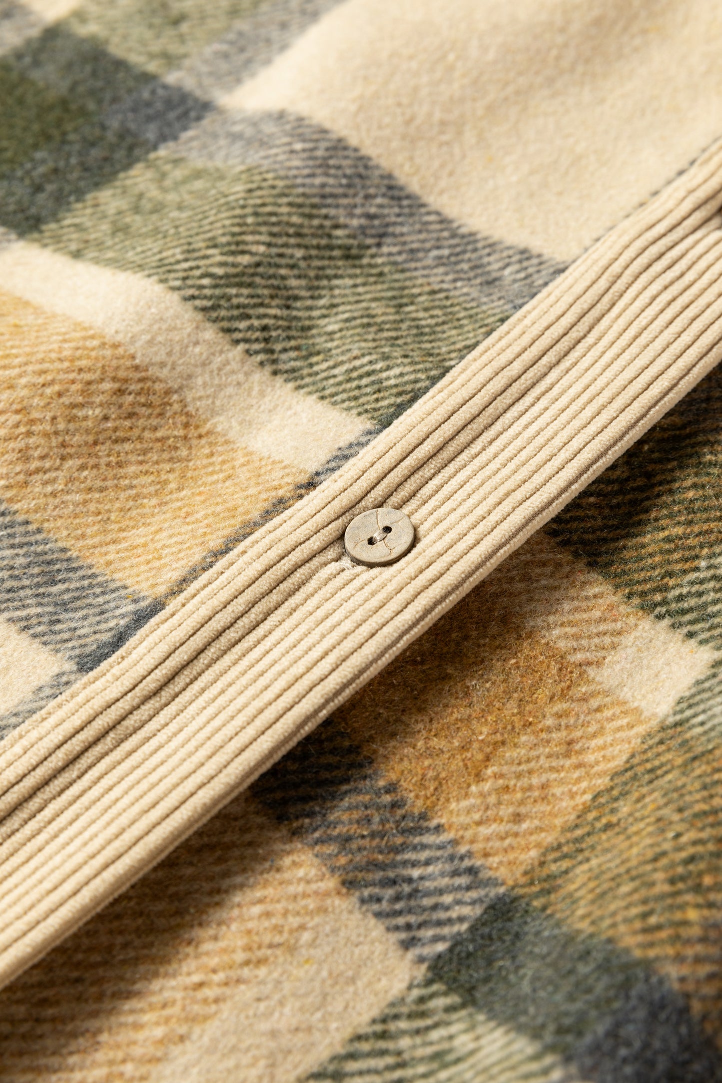 Beige Plaid Corduroy Shacket