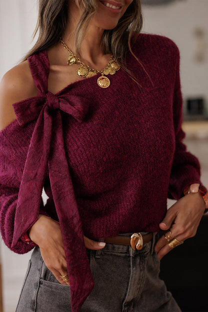 Burgundy Bow Asymmetric Jersey