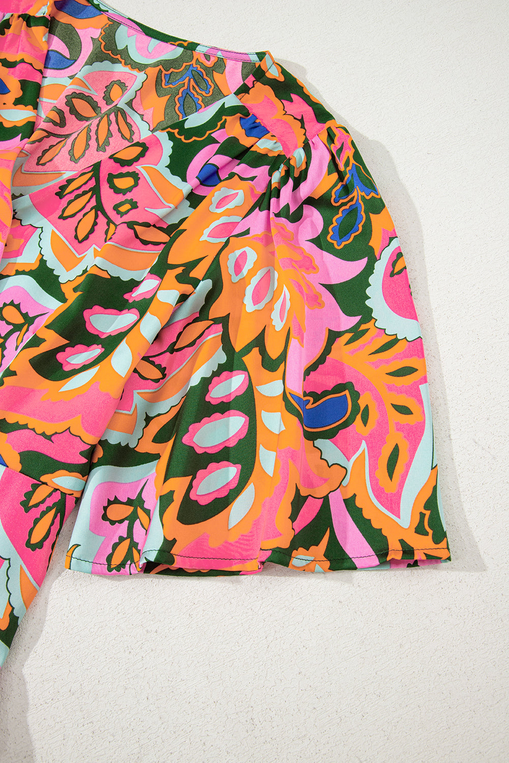 Rose Summer Print Ruffled Asymmetric Maxi Dress