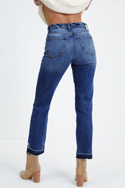 Dark Blue Wash Cropped Jeans