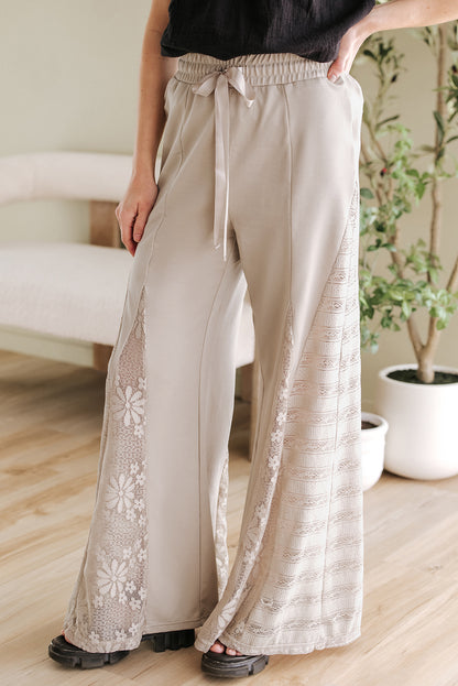 Smoke Grey Boho Lace High Waist Pants