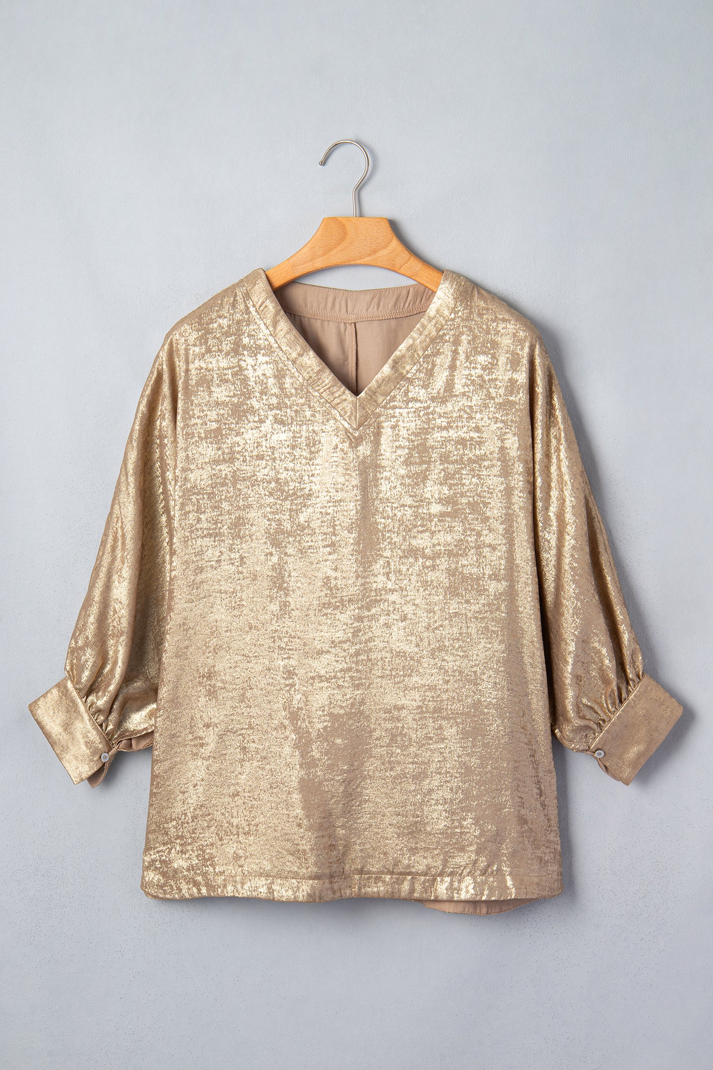 Gold Metallic Long Sleeve Blouse