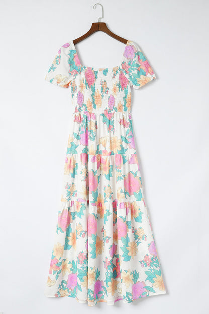 Multicolour Tiered Floral Maxi Dress