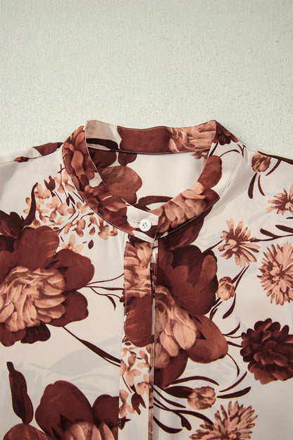 Brown Floral Print Blouse