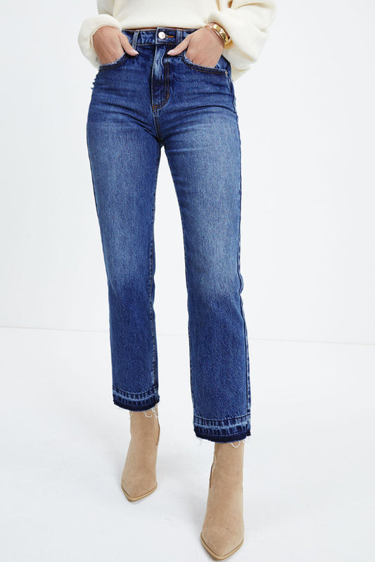 Dark Blue Wash Cropped Jeans