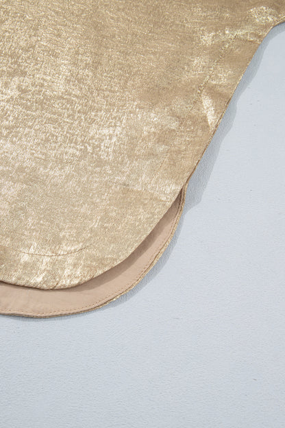 Gold Metallic Long Sleeve Blouse