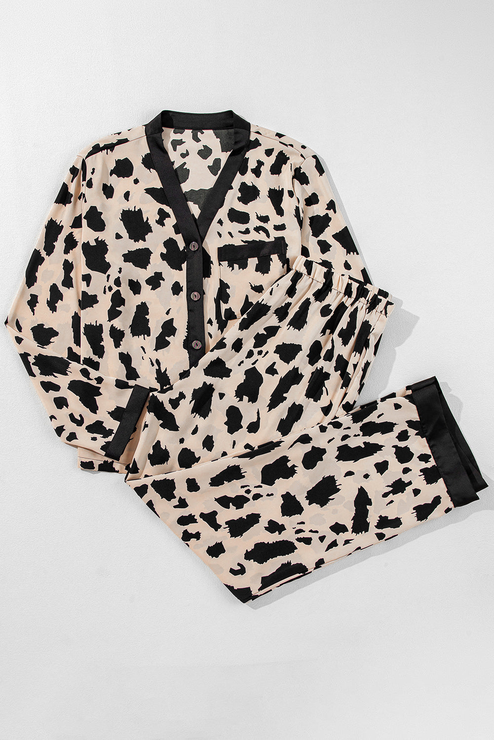 Khaki Cheetah Two Piece Sleepwear